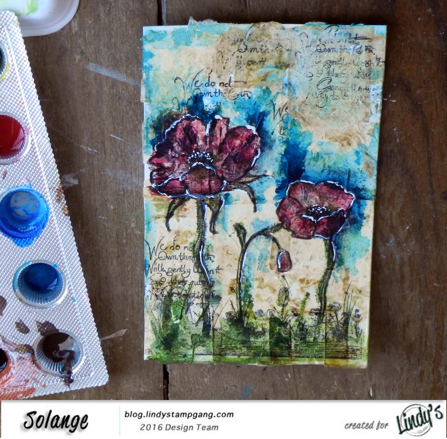watercolor on tea bag by Solange Marques using Magical Lindy's Stamp Gang -6